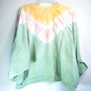 Scoop Women's Raglan Green Pink Combo Tie Dye Sweatshirt Size XL